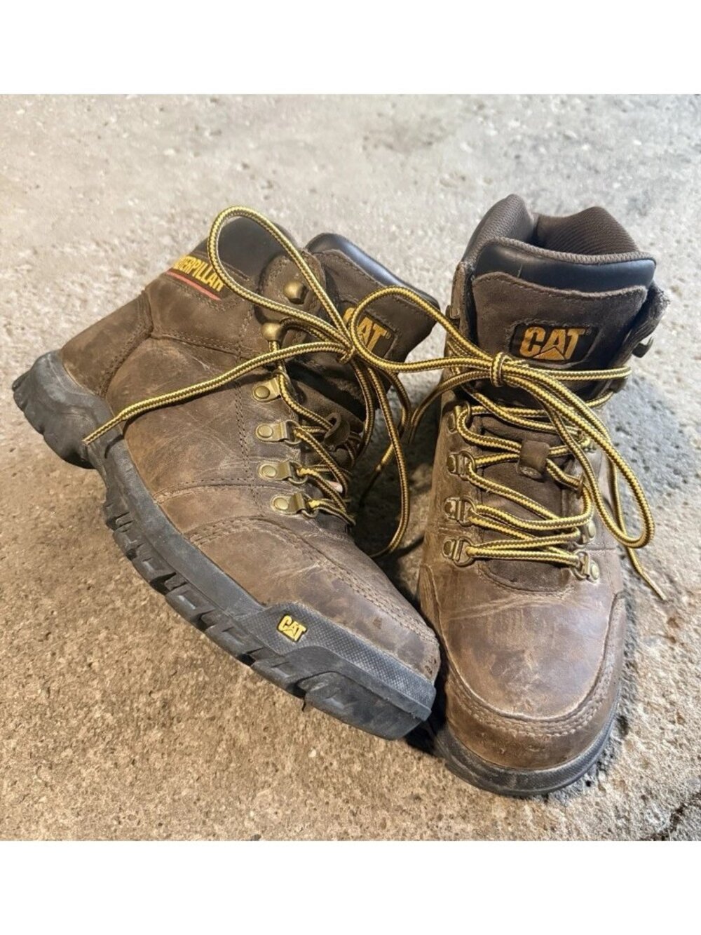 CATERPILLAR Men's 8W Outline Steel Toe Steel Plate Leather Boots Brown